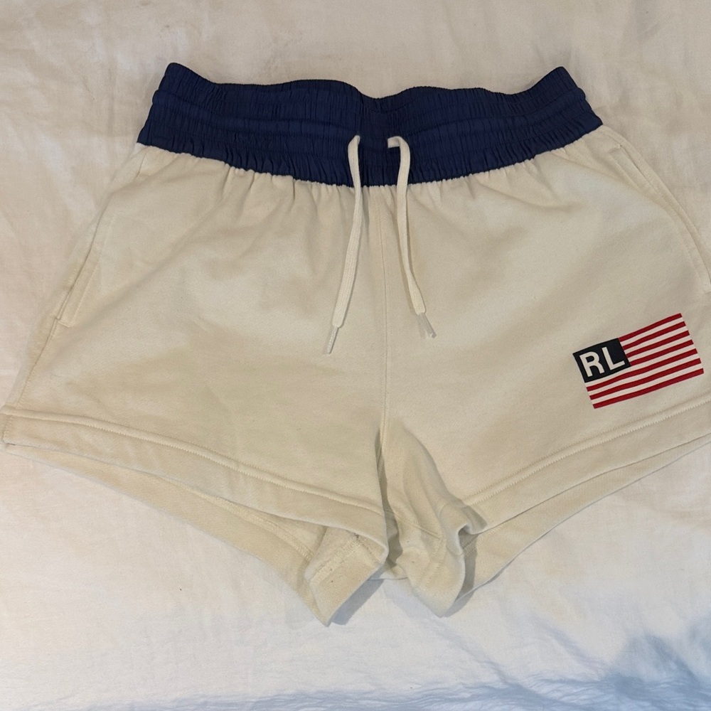 Ralph Lauren Cream Shorts with Blue Waistband